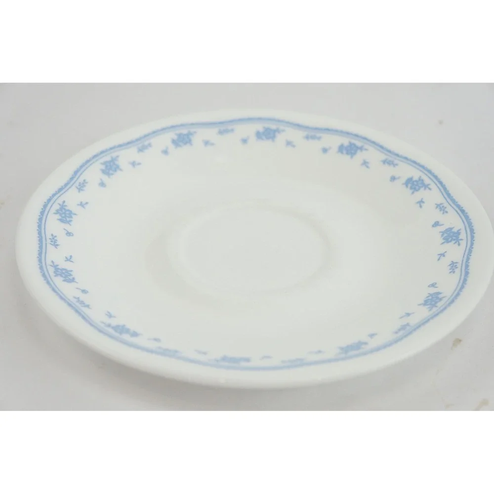 Corelle Pyrex Morning Blue Tea Cup and Saucer Set 15pc White‎ Blue Excellent